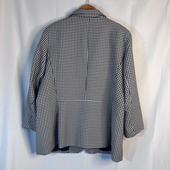 Anne Klein Houndstooth Open Front Gold Button Lined Blazer Jacket Size XL - Picture 2 of 9